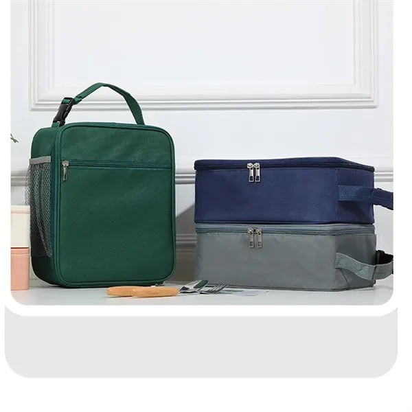 Insulated Canvas Zipper Lunch Cooler Tote Bag