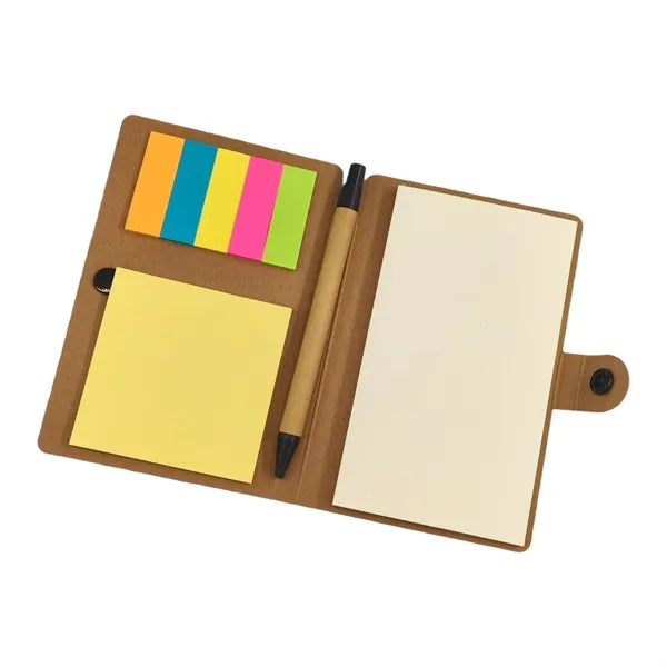 Sticky Note Flag Set With Pen Kraft Cover Four By Six Inch