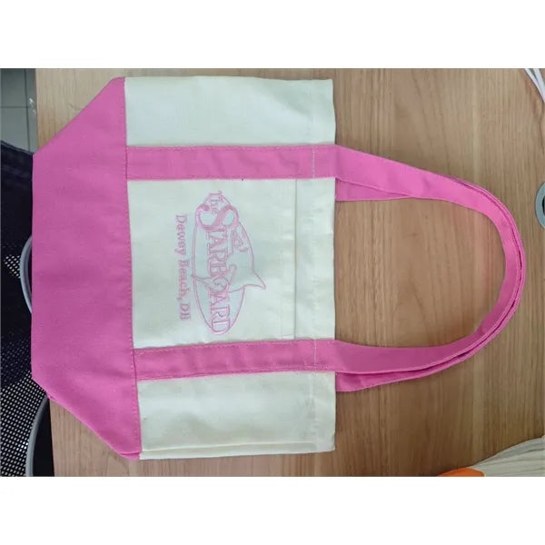 Two-Tone Spliced Canvas Shopper Shoulder Tote Bag
