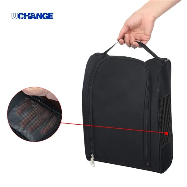 Ventilated Golf Shoe Bag With Mesh Panel & Handle