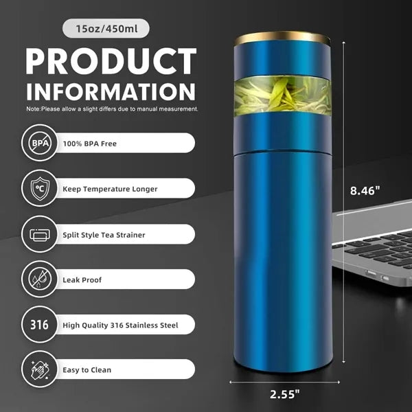 15oz Stainless Steel Travel Mug LED Temp Display Bottle