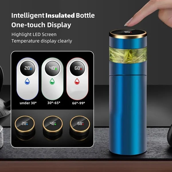 15oz Stainless Steel Travel Mug LED Temp Display Bottle
