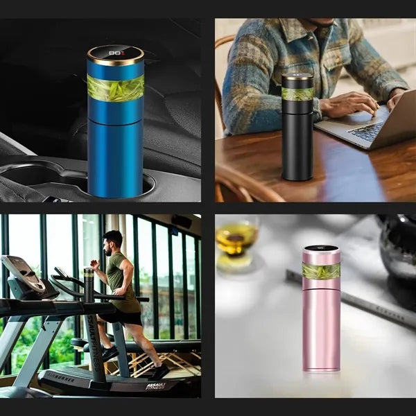 15oz Stainless Steel Travel Mug LED Temp Display Bottle