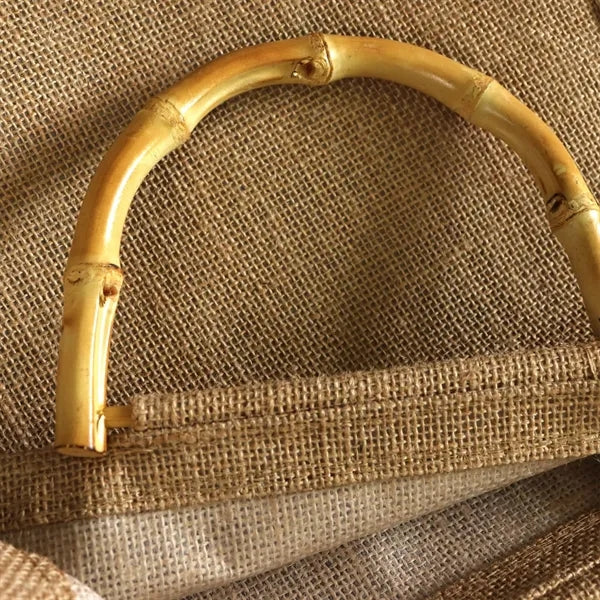 Bamboo-handled jute tote bag