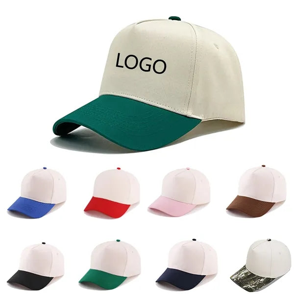 Cotton Two-Tone Baseball Cap w/ Hook & Loop