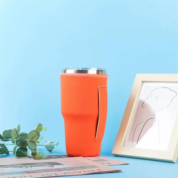 30oz. Custom Neoprene Tumbler Sleeve with Handle