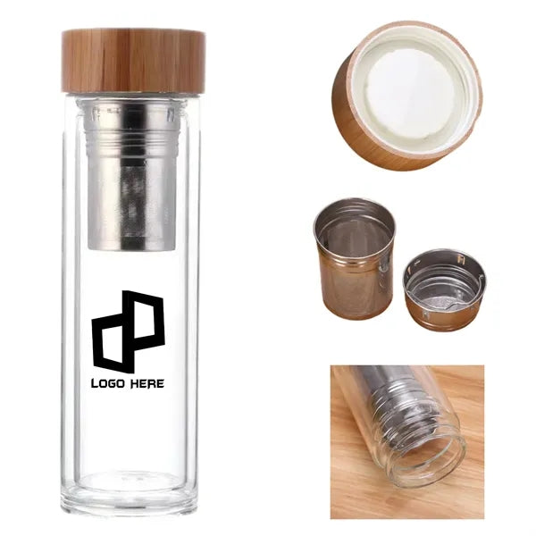 17 Oz Glass Double-Layer Tea Cup/ W Infuser