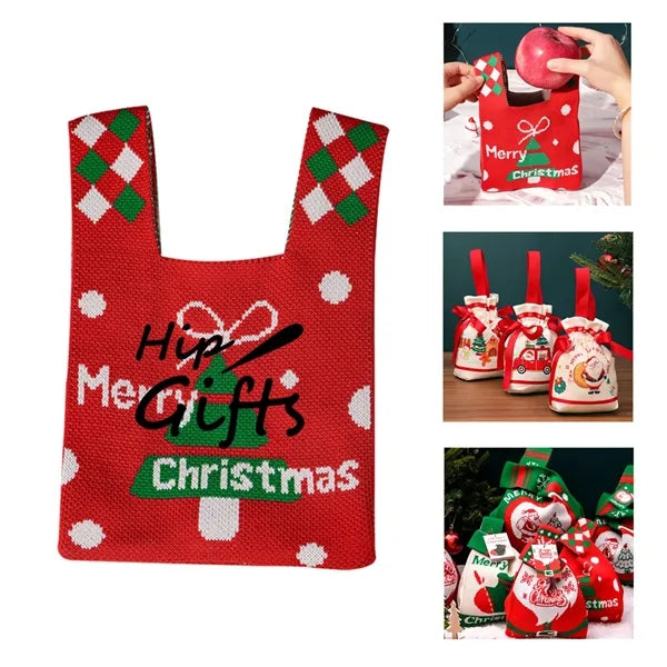 Christmas Gift Bag Knitted Tote