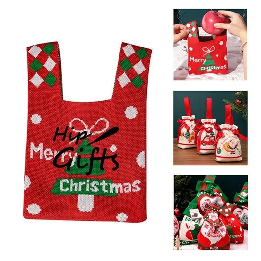 Christmas Gift Bag Knitted Tote