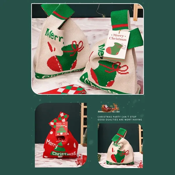 Christmas Gift Bag Knitted Tote