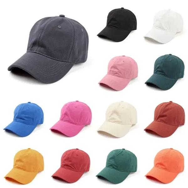 Washed Solid Color Soft Top Baseball Cap with Sun Protection