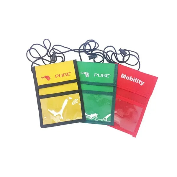 Badge Holder Neck Wallet with Lanyard Zipper ID Pouch