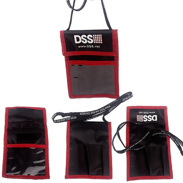 Badge Holder Neck Wallet with Lanyard Zipper ID Pouch