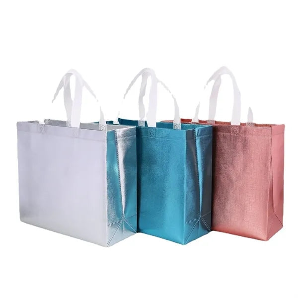 Glossy Laminated Non Woven Tote Bag For Apparel Packaging