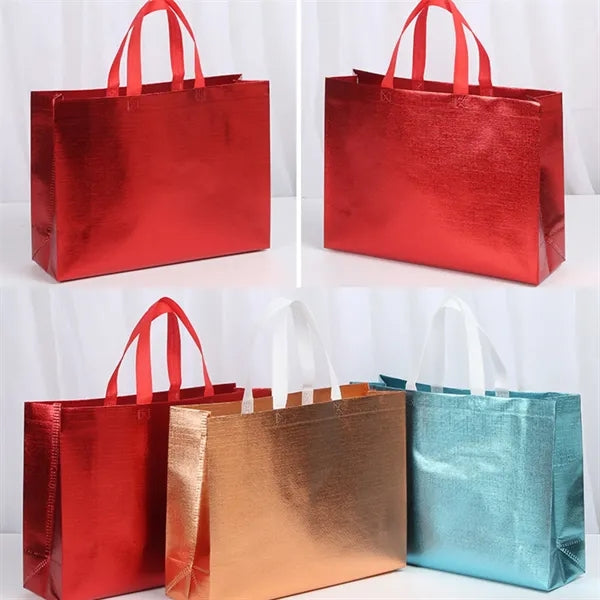 Glossy Laminated Non Woven Tote Bag For Apparel Packaging