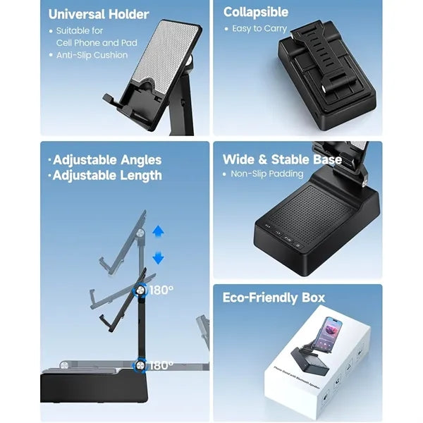 Cell Phone Stand with Wireless Bluetooth Speaker and Charger