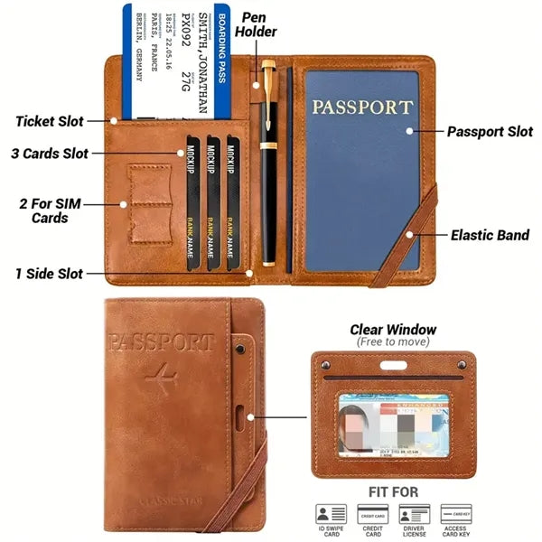 PU Passport Holder Travel Wallet
