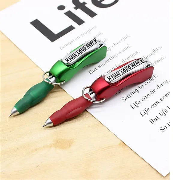 Multifunctional Stainless Steel Pen with Nail Clippers & Key