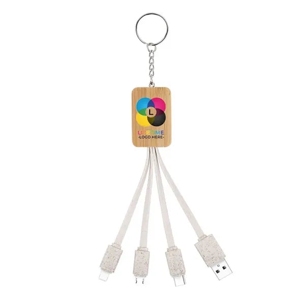 Bamboo 3-in-1 Charging Cables Keychain