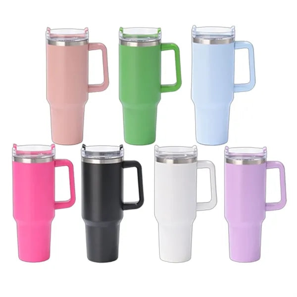 40oz Stainless Steel Insulated Tumbler with Handle and Straw