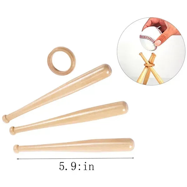 Wooden Mini Baseball Bat Decorative Stand Holder