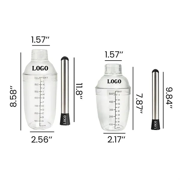 Cocktail Shaker with Measurement Scale and Mixer 24.64oz