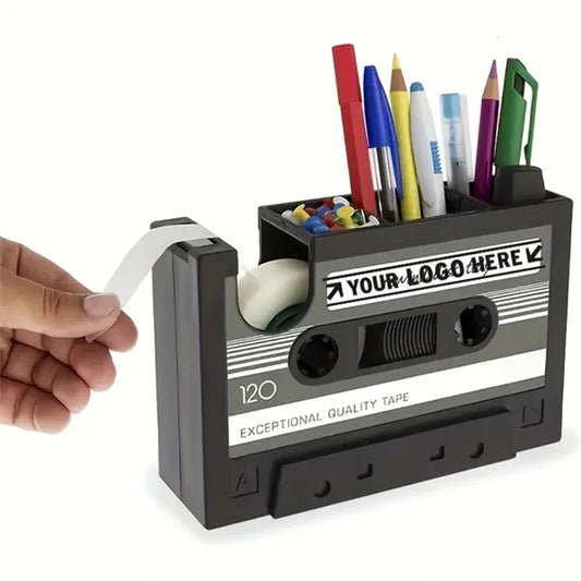 Vintage Cassette Tape Dispenser with Pen Holder