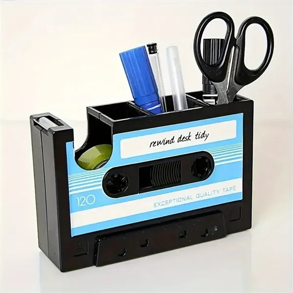 Vintage Cassette Tape Dispenser with Pen Holder