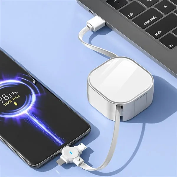 3in1 59-Inch Telescopic USB Charging Cable with Phone Stand