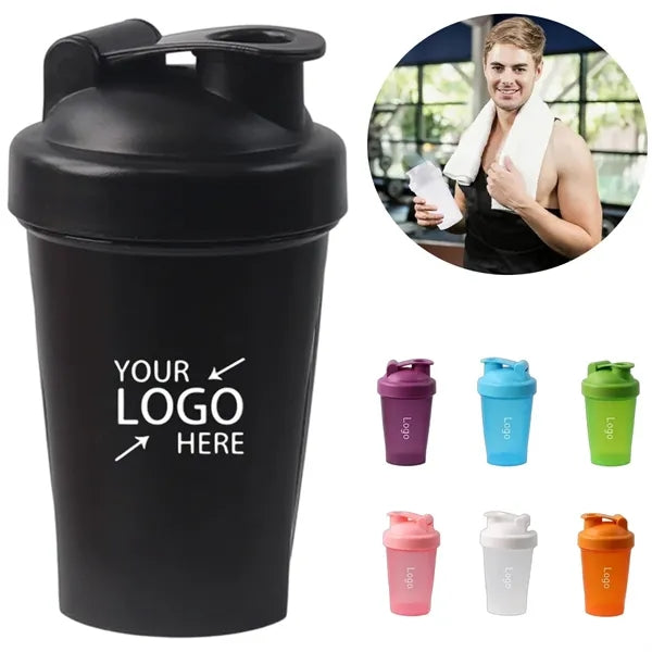 13.5 Ounce Round Protein Shaker Bottle BPA Free Plastic
