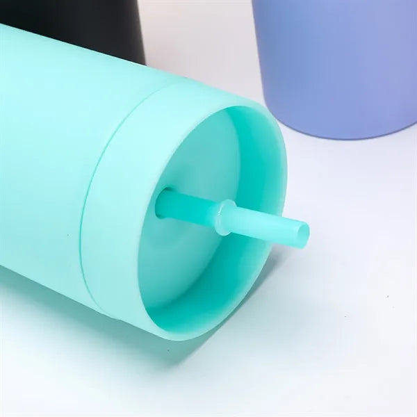16oz Skinny Acrylic Tumbler Cups with Lid and Straw
