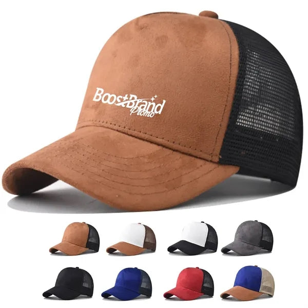 Faux Suede Mesh Back Baseball Cap