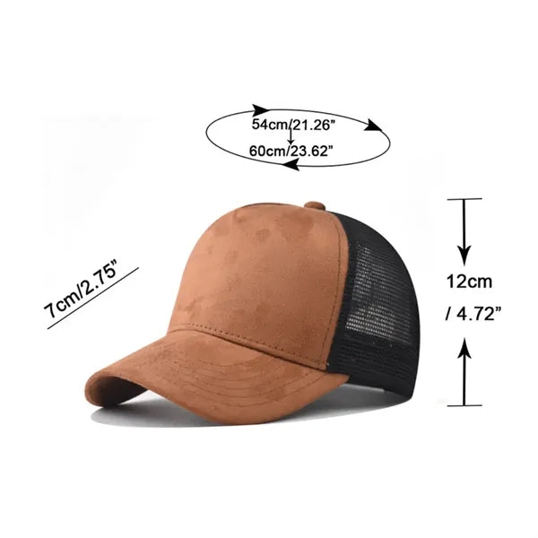 Faux Suede Mesh Back Baseball Cap