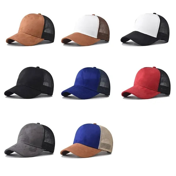 Faux Suede Mesh Back Baseball Cap