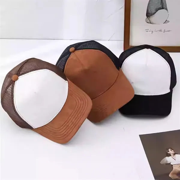 Faux Suede Mesh Back Baseball Cap
