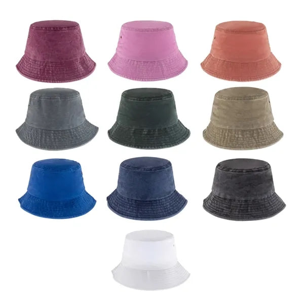 Distressed Cotton Bucket Hat Customizable