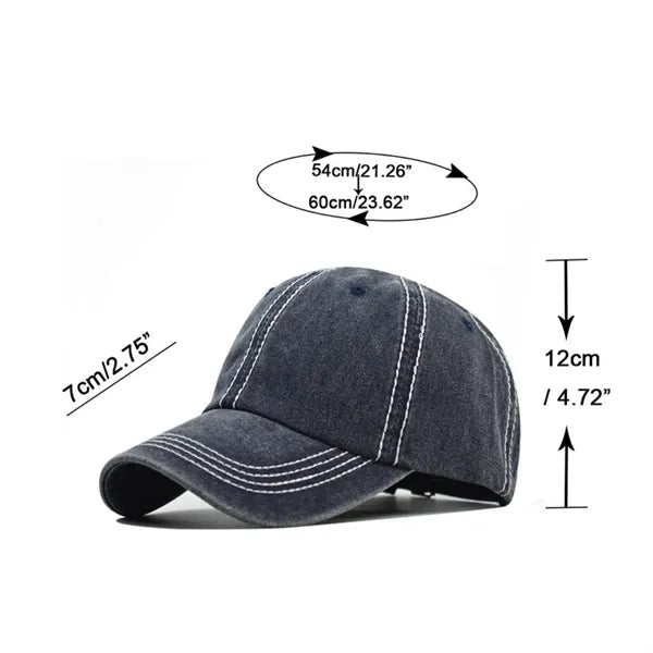 Distressed Baseball Cap with Exposed Stitching