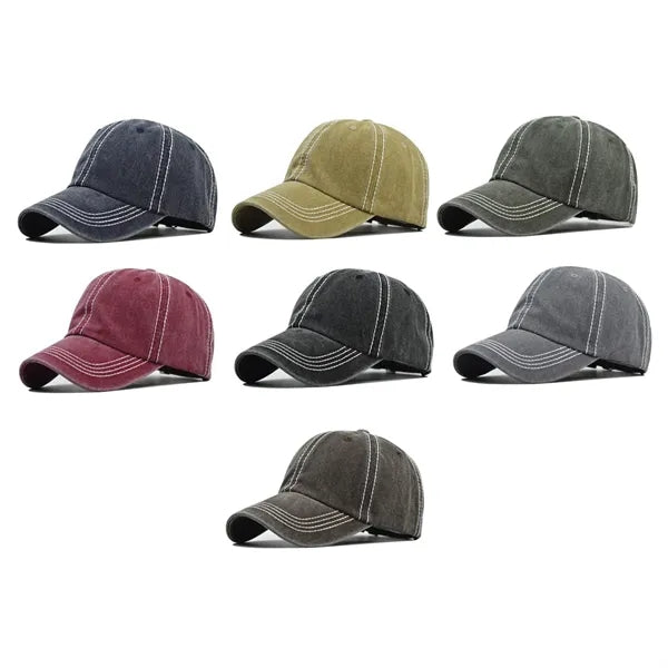 Distressed Baseball Cap with Exposed Stitching