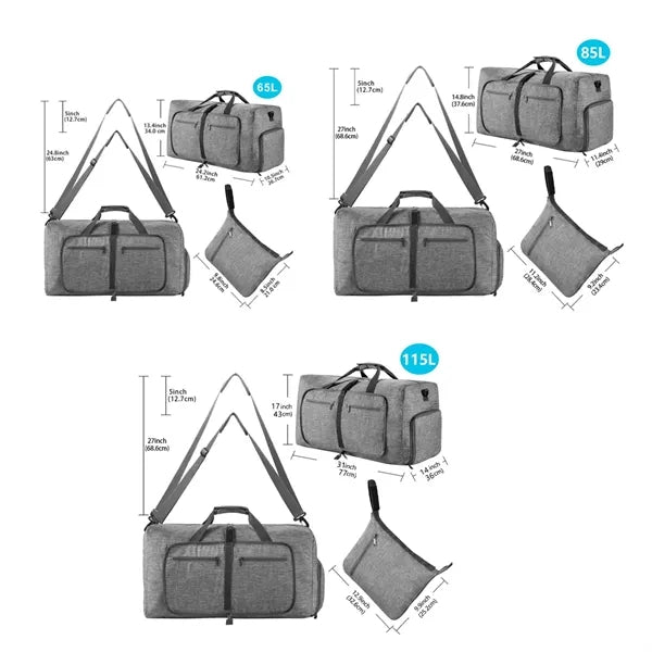 65L Durable Sports Duffel Bag with Shoe Compartment