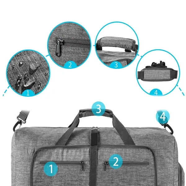 65L Durable Sports Duffel Bag with Shoe Compartment