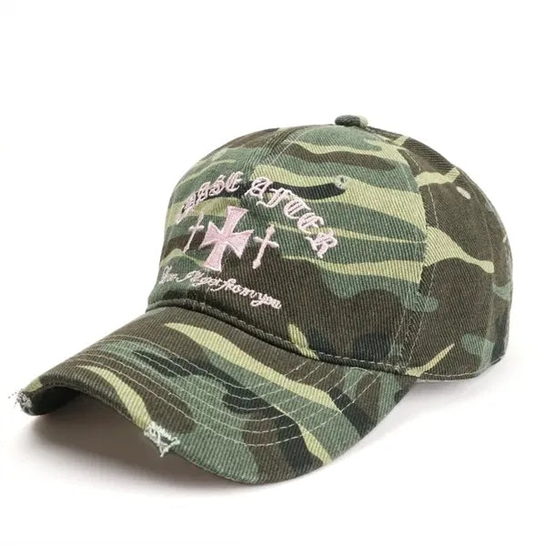 Vintage Distressed Embroidered Soft Top Baseball Cap