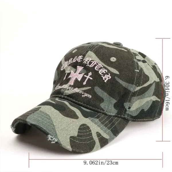 Vintage Distressed Embroidered Soft Top Baseball Cap