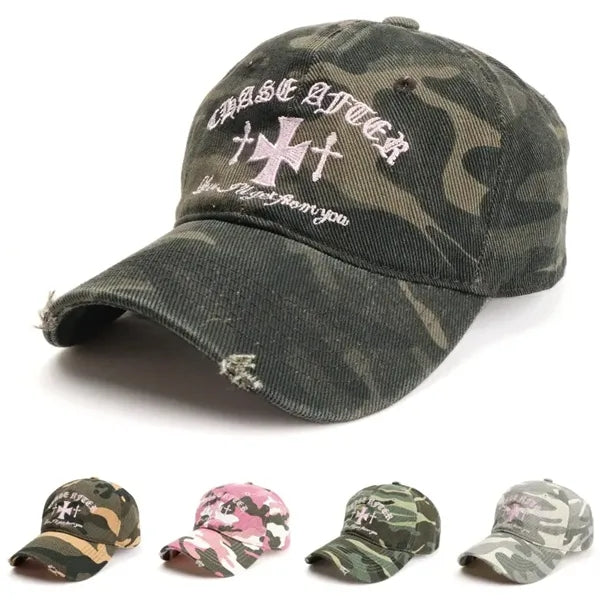 Vintage Distressed Embroidered Soft Top Baseball Cap