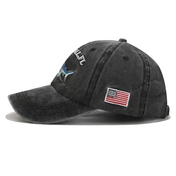 New spring and summer denim shark embroidered baseball cap