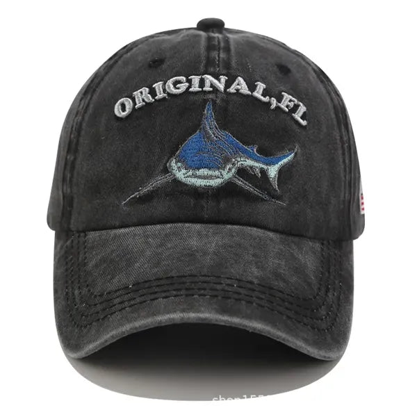 New spring and summer denim shark embroidered baseball cap