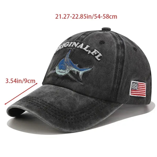 New spring and summer denim shark embroidered baseball cap