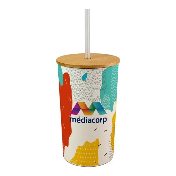 Full Color Bamboo Top Tumbler