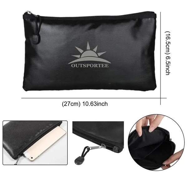Fireproof Coin Purse Makeup Pouch Zipper Passport Bag