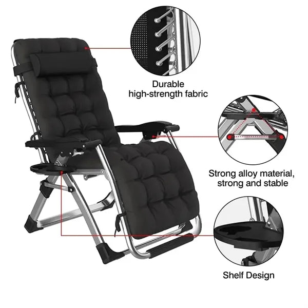 Zero Gravity Folding Lounge Chair with Removable Cushion