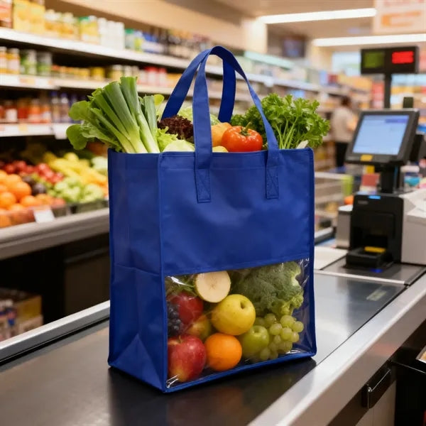 Nonwoven Fabric Spliced Zipper Tote Bag